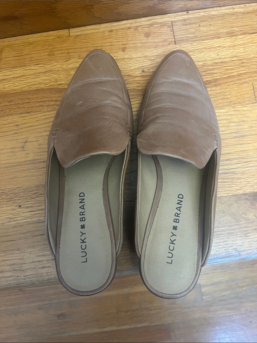 Lucky Brand Brown Leather Slip-On Pointed Mules